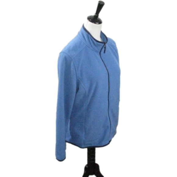 L.L. Bean Blue Zip Front Long Sleeve Fleece Size Large - Picture 4 of 4